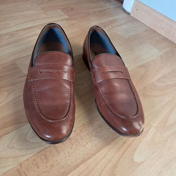 Aldo Penny Loafers Men's Size 12 Slip On Leather Tan Cushioned Work Dress Shoes - Picture 1 of 11